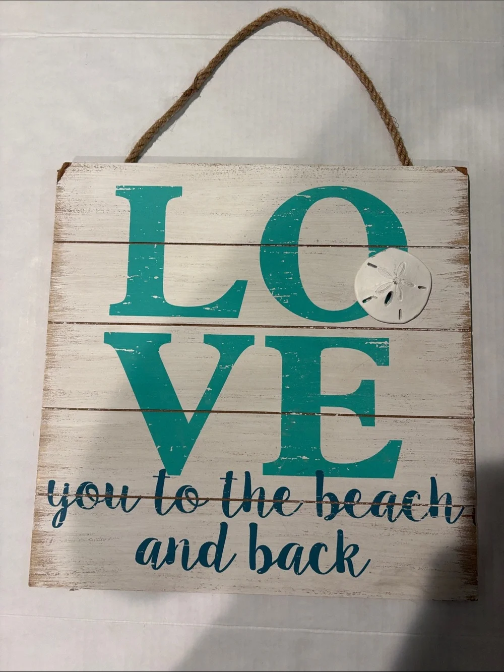 Coastal LOVE Wall Sign in Teal and White
